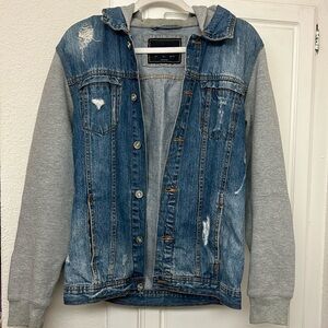 Zara Denim Jacket Men’s Large Hoodie Hybrid Grey
